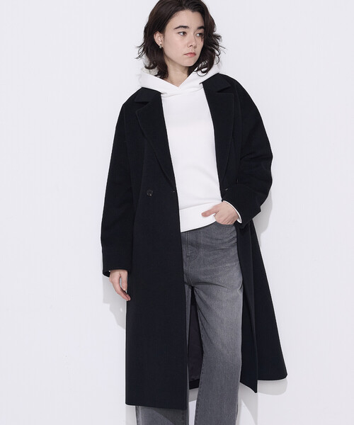 COMME CA Wardrobe（コムサワードローブ）の「〔 +サイズ 〕ソフトストレッチダンボールニット フーディー（パーカー・レディース・サックスブルー・13号）」の12枚目の写真