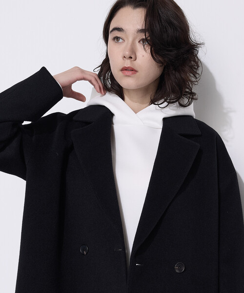 COMME CA Wardrobe（コムサワードローブ）の「〔 +サイズ 〕ソフトストレッチダンボールニット フーディー（パーカー・レディース・サックスブルー・13号）」の20枚目の写真