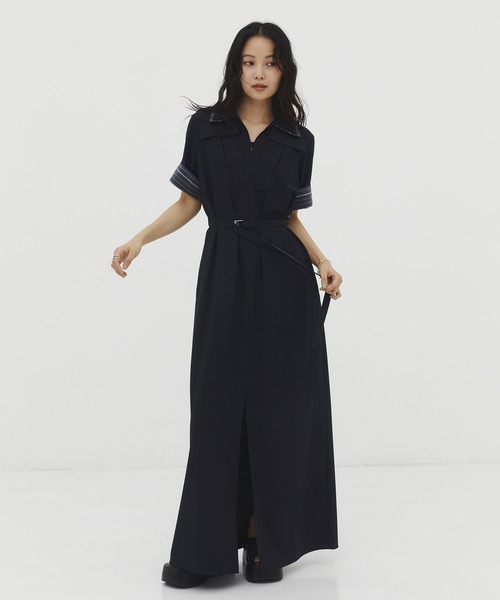 UNLTED TOKYO シャツワンピース 新作】ﾀﾞﾌﾞﾙｶﾗｰｼｬﾂﾜﾝﾋﾟｰｽ/夏服/細見え/ウォッシャブル/ストレッチ/速乾