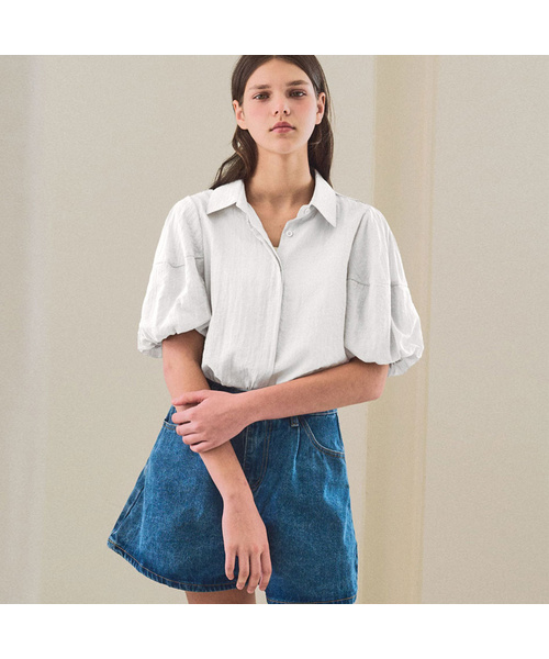 SLOWLOLLI（スローローリ）の「Roen volume puff blouse_2 Colors（シャツ/ブラウス・レディース・ライトグレー/アイボリー・FREE）」の2枚目の写真
