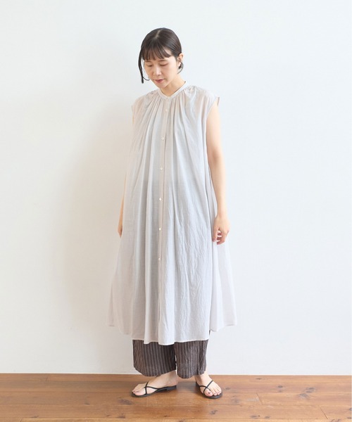 yuni(ユニ )の「100/1C Cu 2way gather SH-OP(ワンピース・レディース・グレー/ブラック・FREE)」の10枚目の写真