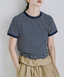 リンガーネックコンパクトボーダーTシャツ