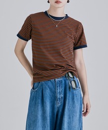 リンガーネックコンパクトボーダーTシャツ