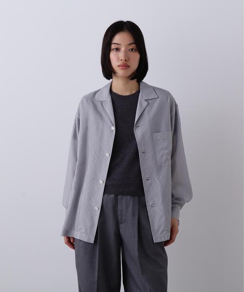 YLEVE(イレーヴ)の「YLEVE / ACETATE CUPRA STRIPE PAJAMA SHIRT(シャツ/ブラウス・レディース・レッド/ブルー・1/0)」の2枚目の写真