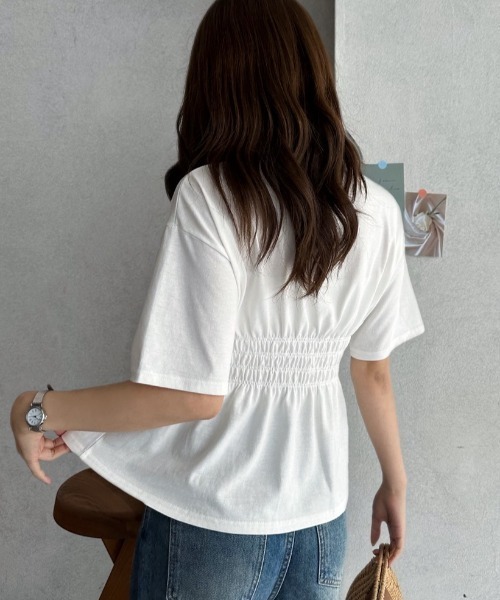 TREOVER(トレオーバー)の「スタイルアップを叶えるウエストシャーリングTシャツ(Tシャツ/カットソー・レディース・チャコールグレー/オフホワイト・FREE)」の5枚目の写真