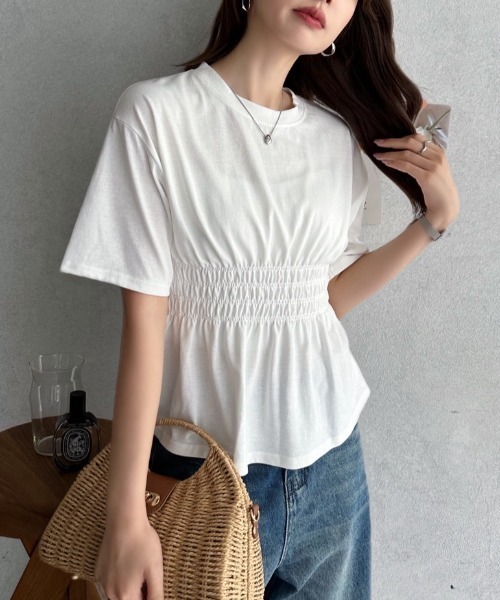 TREOVER(トレオーバー)の「スタイルアップを叶えるウエストシャーリングTシャツ(Tシャツ/カットソー・レディース・チャコールグレー/オフホワイト・FREE)」の10枚目の写真
