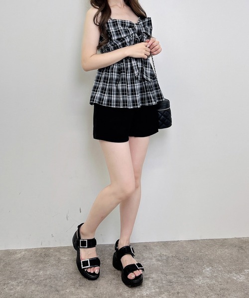 INGNI(イング)の「チェック柄リボンキャミブラウス(シャツ/ブラウス・レディース・ブラウン系その他2/ブラック系/ネイビー系2・M)」の9枚目の写真