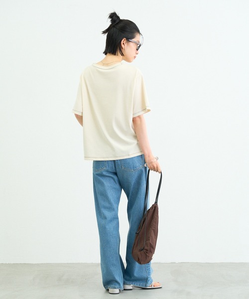 CIAOPANIC TYPY（チャオパニックティピー）の「ZOZO限定接触冷感フラワープリント刺繍Tee（Tシャツ/カットソー・レディース・チャコールグレー/ホワイト/アイボリー/ブラウン・ONE SIZE）」の7枚目の写真