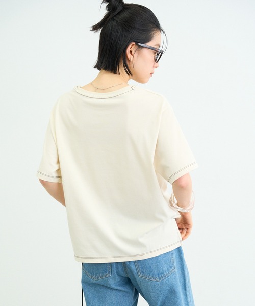 CIAOPANIC TYPY（チャオパニックティピー）の「ZOZO限定接触冷感フラワープリント刺繍Tee（Tシャツ/カットソー・レディース・チャコールグレー/ホワイト/アイボリー/ブラウン・ONE SIZE）」の12枚目の写真