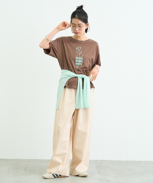 CIAOPANIC TYPY（チャオパニックティピー）の「ZOZO限定接触冷感フラワープリント刺繍Tee（Tシャツ/カットソー・レディース・チャコールグレー/ホワイト/アイボリー/ブラウン・ONE SIZE）」の15枚目の写真