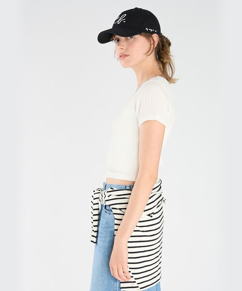 To b. by agnes b.(トゥービーバイアニエスベー)の「ハート ロゴ コンパクト Tシャツ(Tシャツ/カットソー・レディース・ホワイト・40/38)」の8枚目の写真