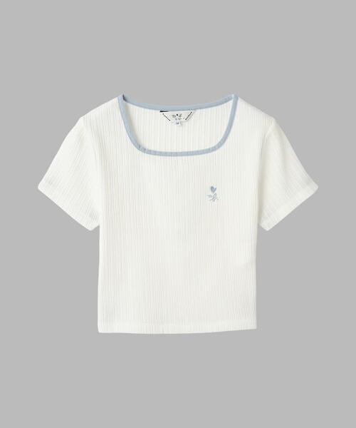 To b. by agnes b.(トゥービーバイアニエスベー)の「ハート ロゴ コンパクト Tシャツ(Tシャツ/カットソー・レディース・ホワイト・40/38)」の6枚目の写真