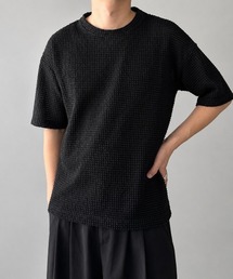メッシュワッフル オーバーサイズ 半袖ニット / サマーニット