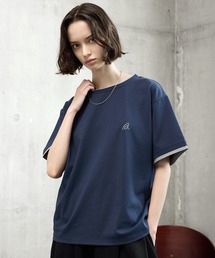 ワンポイントロゴ刺繍フェイクレイヤードTシャツ