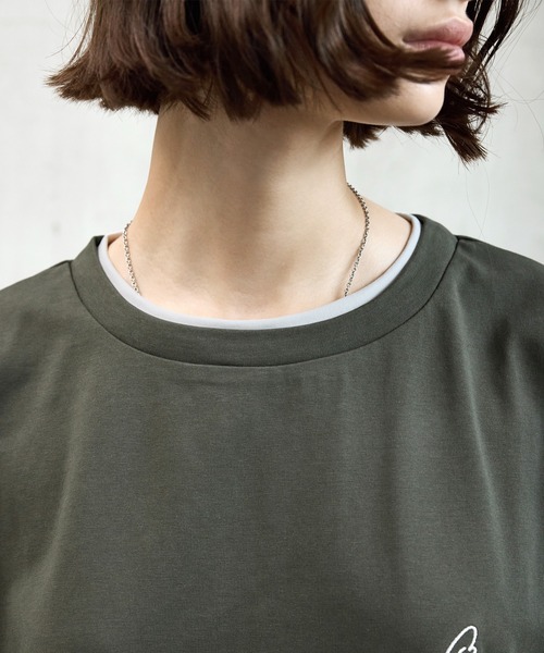 ROCHEM(ローシェン)の「ワンポイントロゴ刺繍フェイクレイヤードTシャツ(Tシャツ/カットソー・メンズ・カーキ/ネイビー/ブラック/ホワイト・L/S/XS/M)」の17枚目の写真