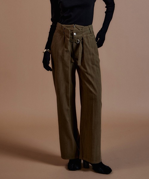 MAISON SPECIAL(メゾンスペシャル)の「【2026Autumn PRE-ORDER】Double-Waist Wide Tuck Pants/ダブルウエストワイドタックパンツ(その他パンツ・レディース・ブラック/カーキ・38/36)」の1枚目の写真