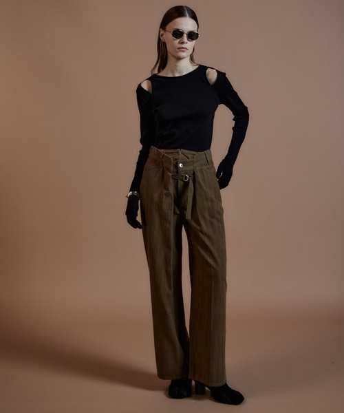 MAISON SPECIAL(メゾンスペシャル)の「【2026Autumn PRE-ORDER】Double-Waist Wide Tuck Pants/ダブルウエストワイドタックパンツ(その他パンツ・レディース・ブラック/カーキ・38/36)」の3枚目の写真