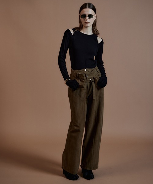 MAISON SPECIAL(メゾンスペシャル)の「【2026Autumn PRE-ORDER】Double-Waist Wide Tuck Pants/ダブルウエストワイドタックパンツ(その他パンツ・レディース・ブラック/カーキ・38/36)」の5枚目の写真