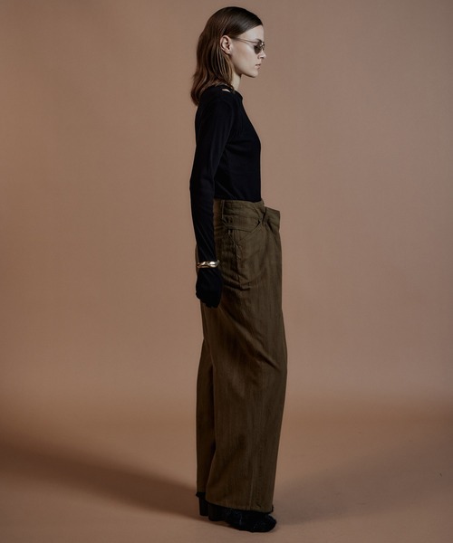 MAISON SPECIAL(メゾンスペシャル)の「【2026Autumn PRE-ORDER】Double-Waist Wide Tuck Pants/ダブルウエストワイドタックパンツ(その他パンツ・レディース・ブラック/カーキ・38/36)」の6枚目の写真