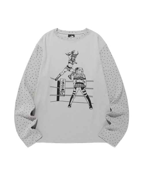 NICE GHOST CLUB(ナイスゴーストクラブ)の「WRESTLING STAR L/S TEE_GREY(NG2FFUT552A)(Tシャツ/カットソー・レディース・グレー・S/M/L)」の1枚目の写真