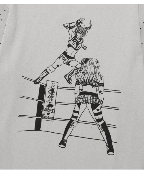 NICE GHOST CLUB(ナイスゴーストクラブ)の「WRESTLING STAR L/S TEE_GREY(NG2FFUT552A)(Tシャツ/カットソー・レディース・グレー・S/M/L)」の4枚目の写真