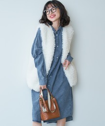 6.5オンスデニム オーバーサイズ ロングシャツワンピース