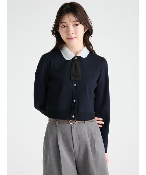 CELFORD(セルフォード)の「デタッチャブル総針カーディガン(カーディガン/ボレロ・レディース・イエロー/ダークネイビー/チャコールグレー・36/38)」の2枚目の写真