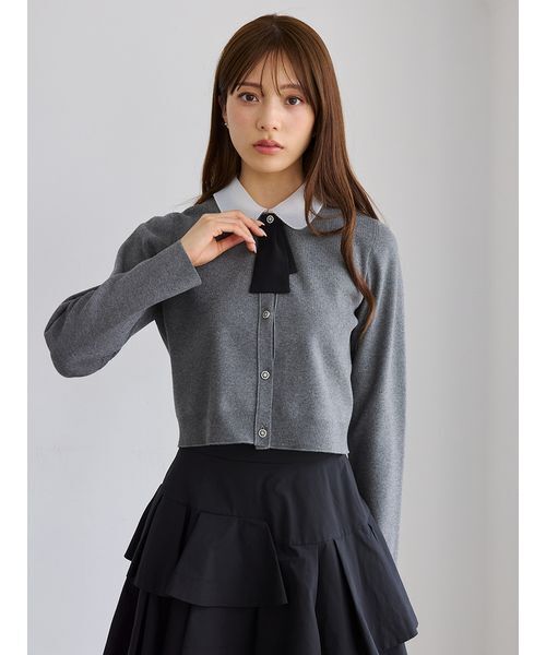 CELFORD(セルフォード)の「デタッチャブル総針カーディガン(カーディガン/ボレロ・レディース・イエロー/ダークネイビー/チャコールグレー・36/38)」の9枚目の写真