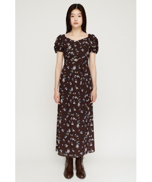 SLY（スライ）の「VINTAGE FLOWER L/OP ヴィンテージフラワーロングワンピース 夏服 秋服（ワンピース・レディース・ネイビー系/ブラウン系その他2・2/1）」の4枚目の写真