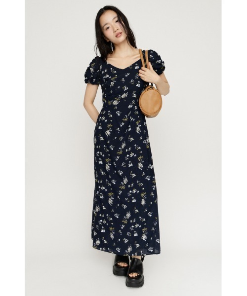 SLY（スライ）の「VINTAGE FLOWER L/OP ヴィンテージフラワーロングワンピース 夏服 秋服（ワンピース・レディース・ネイビー系/ブラウン系その他2・2/1）」の11枚目の写真