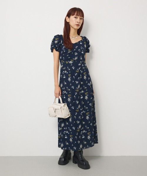 SLY（スライ）の「VINTAGE FLOWER L/OP ヴィンテージフラワーロングワンピース 夏服 秋服（ワンピース・レディース・ネイビー系/ブラウン系その他2・2/1）」の15枚目の写真