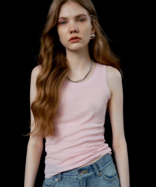 JOSE MOON(ジョゼムーン)の「SHEER RIB TANKTOP/シアーリブタンクトップ(タンクトップ・レディース・ブラック/グレー/ホワイト・FREE)」の11枚目の写真