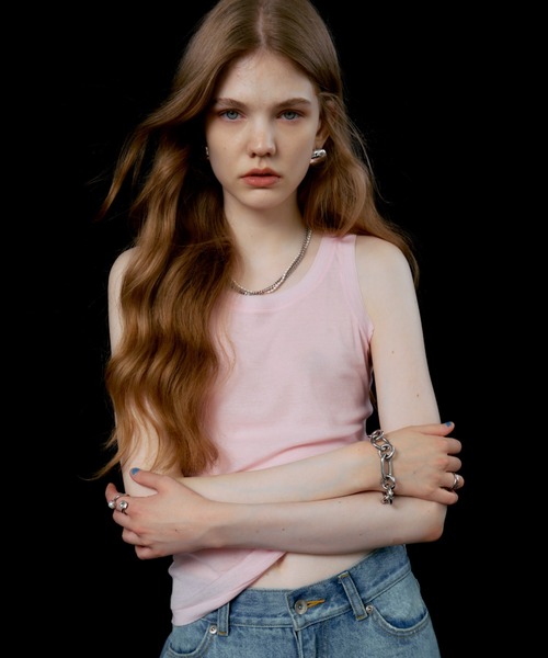 JOSE MOON(ジョゼムーン)の「SHEER RIB TANKTOP/シアーリブタンクトップ(タンクトップ・レディース・ブラック/グレー/ホワイト・FREE)」の13枚目の写真