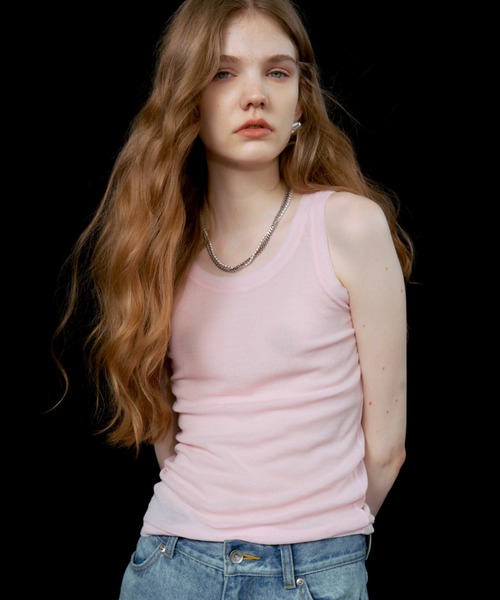 JOSE MOON(ジョゼムーン)の「SHEER RIB TANKTOP/シアーリブタンクトップ(タンクトップ・レディース・ブラック/グレー/ホワイト・FREE)」の12枚目の写真