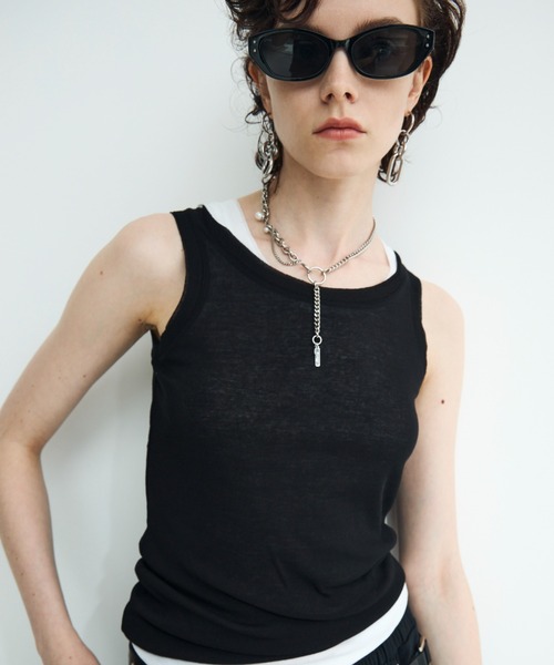 JOSE MOON(ジョゼムーン)の「SHEER RIB TANKTOP/シアーリブタンクトップ(タンクトップ・レディース・ブラック/グレー/ホワイト・FREE)」の10枚目の写真