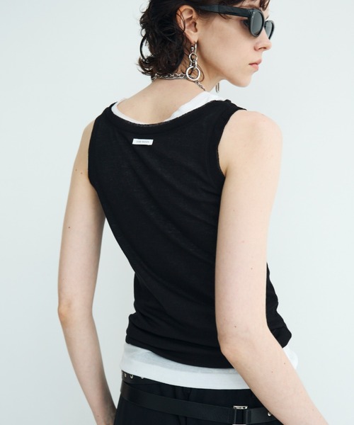JOSE MOON(ジョゼムーン)の「SHEER RIB TANKTOP/シアーリブタンクトップ(タンクトップ・レディース・ブラック/グレー/ホワイト・FREE)」の5枚目の写真