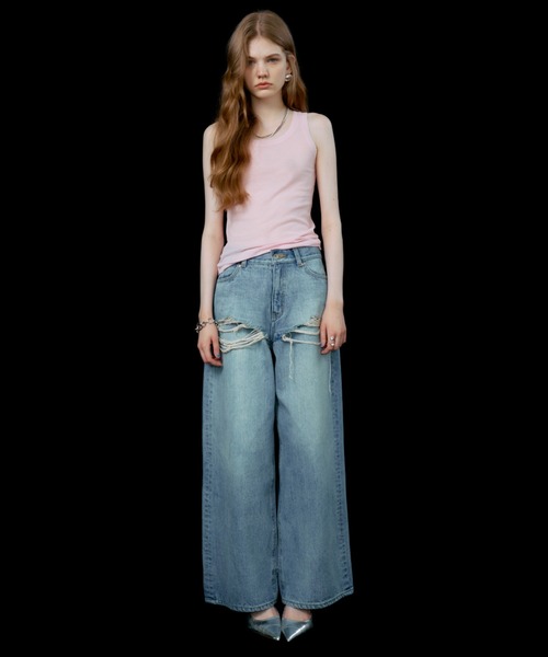 JOSE MOON(ジョゼムーン)の「SHEER RIB TANKTOP/シアーリブタンクトップ(タンクトップ・レディース・ブラック/グレー/ホワイト・FREE)」の15枚目の写真