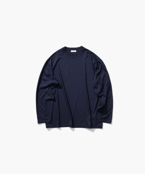 ATON(エイトン)の「【ATON / エイトン】ROYAL WOOL JERSEY LOOSE FIT LONG SLEEVE T-SHIRT(Tシャツ/カットソー・メンズ・ネイビー・6/4)」の1枚目の写真