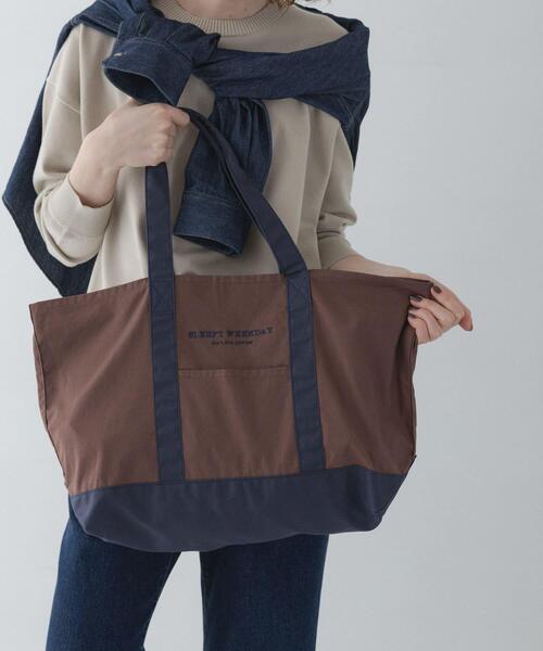 URBAN RESEARCH Sonny Label（アーバンリサーチサニーレーベル）の「SLEEPY WEEKDAY TOTEBAG（トートバッグ・レディース・ネイビー/ブラウン系その他/グリーン・ONE）」の2枚目の写真