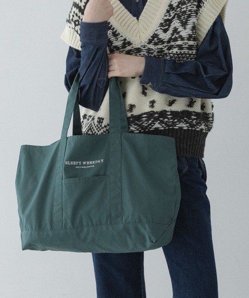 URBAN RESEARCH Sonny Label(アーバンリサーチサニーレーベル)の「SLEEPY WEEKDAY TOTEBAG(トートバッグ・レディース・ネイビー/ブラウン系その他/グリーン・ONE)」の8枚目の写真