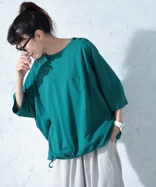 soulberry(ソウルベリー)の「夏をさらり着こなすプルオーバー(Tシャツ/カットソー・レディース・グリーン・L/M/5L/4L/3L/LL)」の1枚目の写真