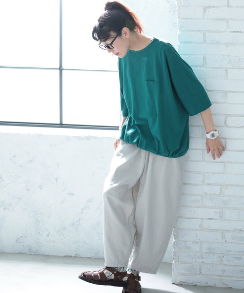 soulberry(ソウルベリー)の「夏をさらり着こなすプルオーバー(Tシャツ/カットソー・レディース・グリーン・L/M/5L/4L/3L/LL)」の7枚目の写真