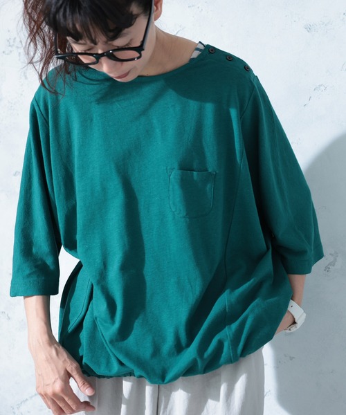 soulberry(ソウルベリー)の「夏をさらり着こなすプルオーバー(Tシャツ/カットソー・レディース・グリーン・L/M/5L/4L/3L/LL)」の4枚目の写真