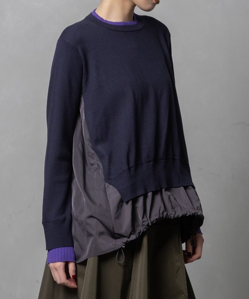 MARECHAL TERRE（マルシャルテル）の「ドロストコンビネーションニット（ニット/セーター・レディース・グリーン/ネイビー/ブラック/オフホワイト・MEDIUM）」の2枚目の写真
