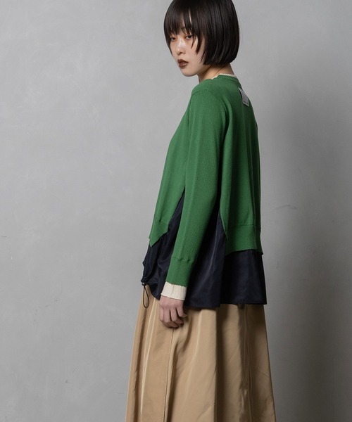 MARECHAL TERRE（マルシャルテル）の「ドロストコンビネーションニット（ニット/セーター・レディース・グリーン/ネイビー/ブラック/オフホワイト・MEDIUM）」の5枚目の写真