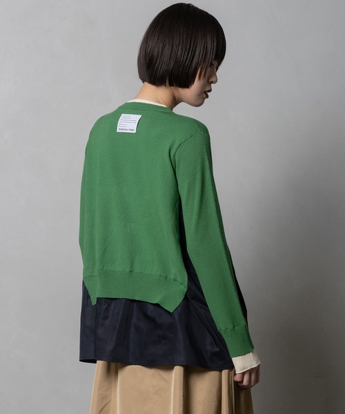 MARECHAL TERRE（マルシャルテル）の「ドロストコンビネーションニット（ニット/セーター・レディース・グリーン/ネイビー/ブラック/オフホワイト・MEDIUM）」の6枚目の写真