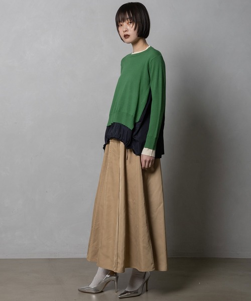 MARECHAL TERRE（マルシャルテル）の「ドロストコンビネーションニット（ニット/セーター・レディース・グリーン/ネイビー/ブラック/オフホワイト・MEDIUM）」の8枚目の写真