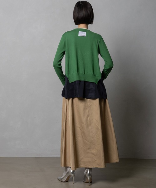 MARECHAL TERRE（マルシャルテル）の「ドロストコンビネーションニット（ニット/セーター・レディース・グリーン/ネイビー/ブラック/オフホワイト・MEDIUM）」の9枚目の写真