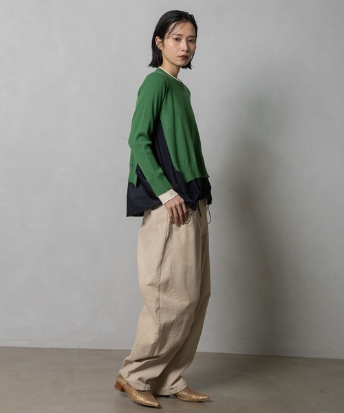MARECHAL TERRE（マルシャルテル）の「ドロストコンビネーションニット（ニット/セーター・レディース・グリーン/ネイビー/ブラック/オフホワイト・MEDIUM）」の10枚目の写真