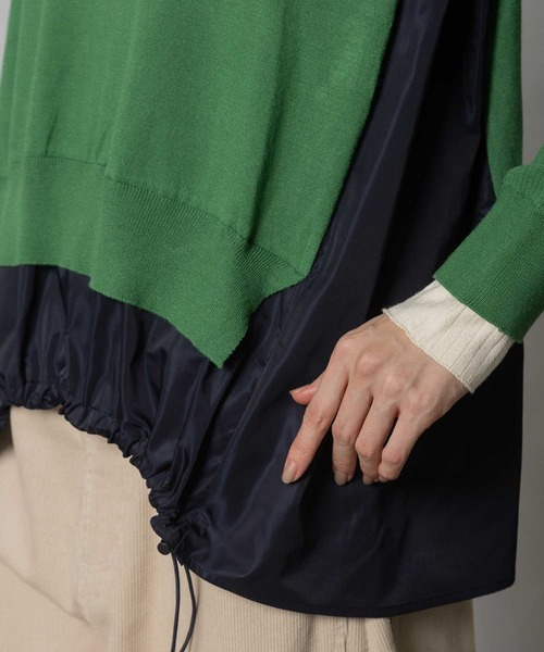 MARECHAL TERRE（マルシャルテル）の「ドロストコンビネーションニット（ニット/セーター・レディース・グリーン/ネイビー/ブラック/オフホワイト・MEDIUM）」の12枚目の写真